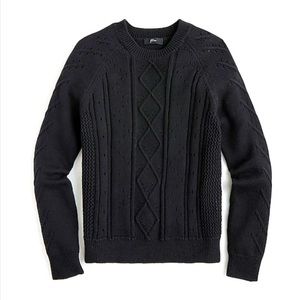 J. Crew Pointelle Cable Cotton Black Sweater